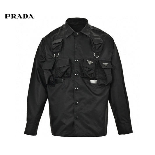 Prada Military Style Jacket - Black