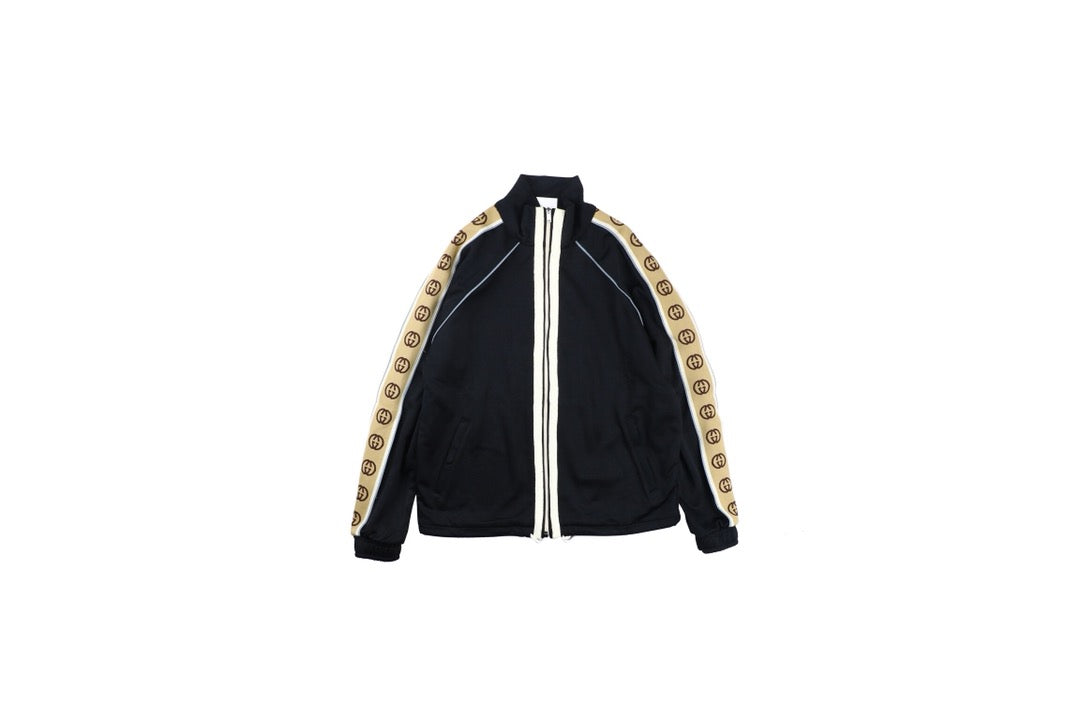 Gucci GG Logo Stripe Track Jacket - Black