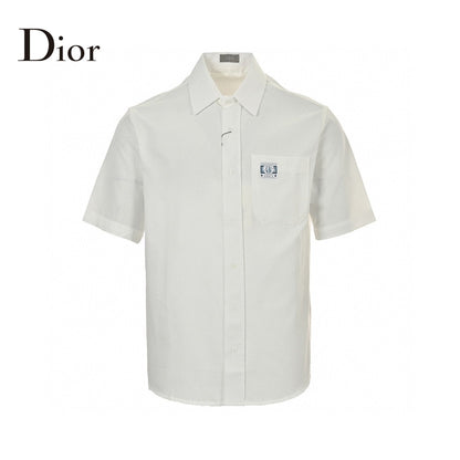 Dior Short Sleeve Button-Up Shirt (White)