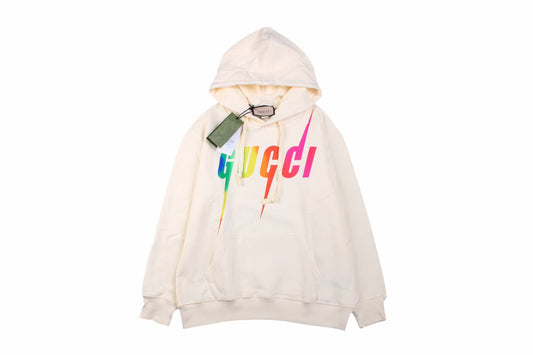 Gucci Rainbow Logo Hoodie - Cream