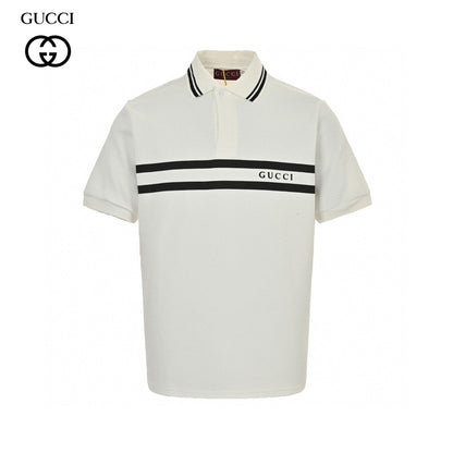 Gucci Striped Logo Polo Shirt (White)