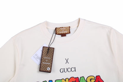 GUCCI x BALENCIAGA DRIP LOGO T-SHIRT CREAM