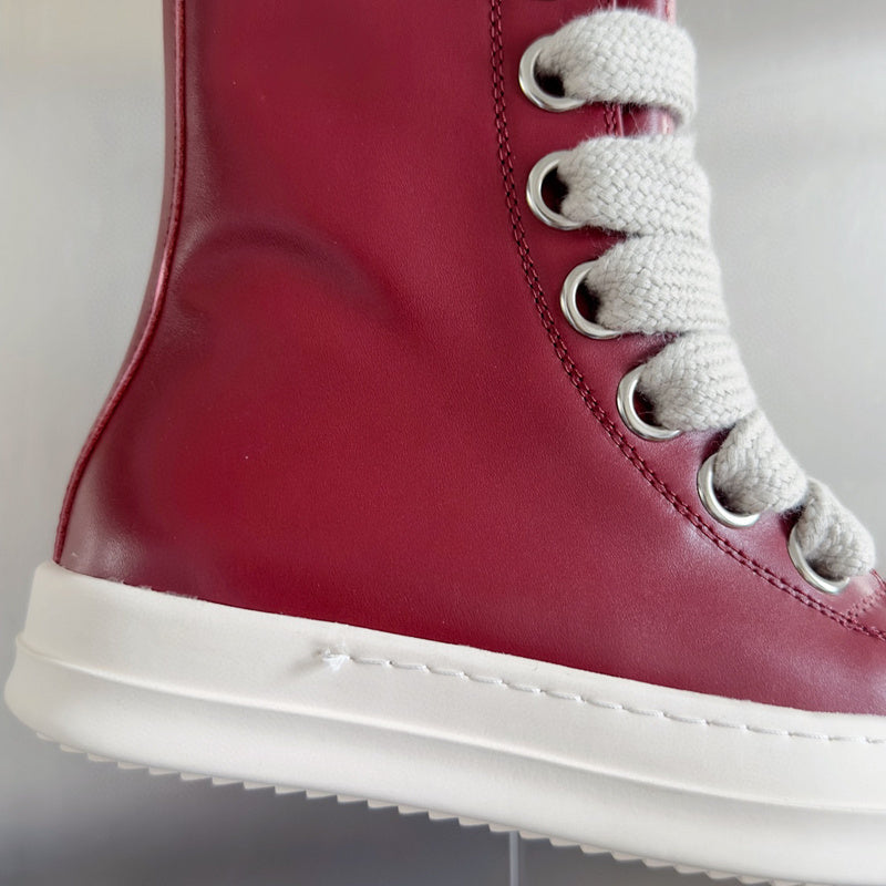 Rick Owens Red High-Top Sneakers