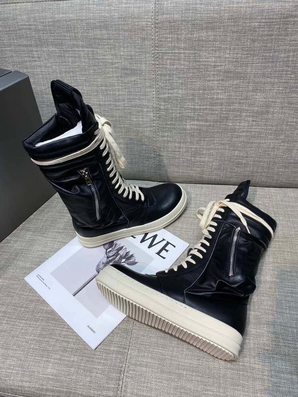 High-Top Leather Lace-Up Boots