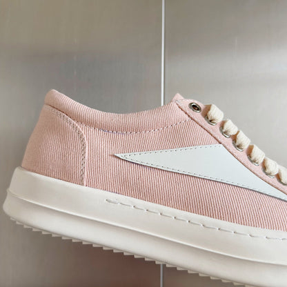 Rick Owens Pink Canvas Low-Top Sneakers