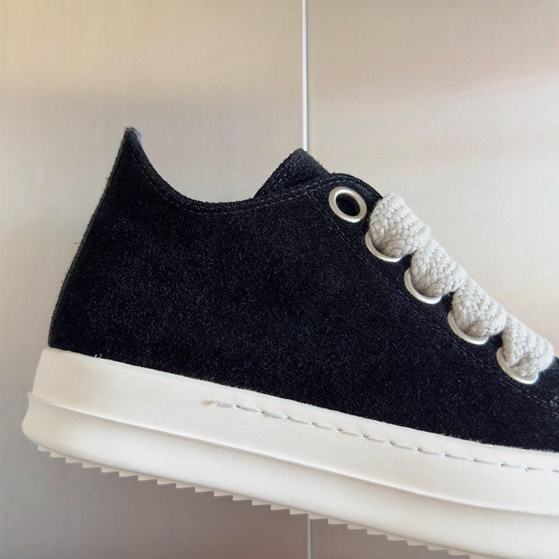 Rick Owens Black Suede Low-Top Sneakers