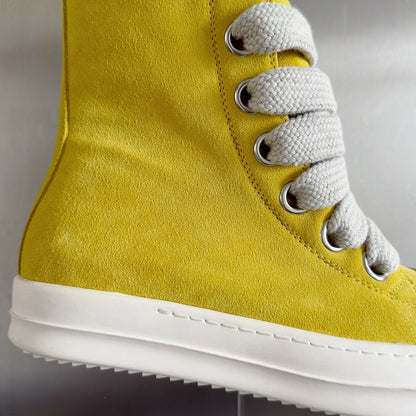 Rick Owens Yellow High-Top Sneakers