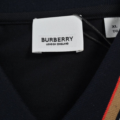 Burberry Striped Collar Black Polo Shirt