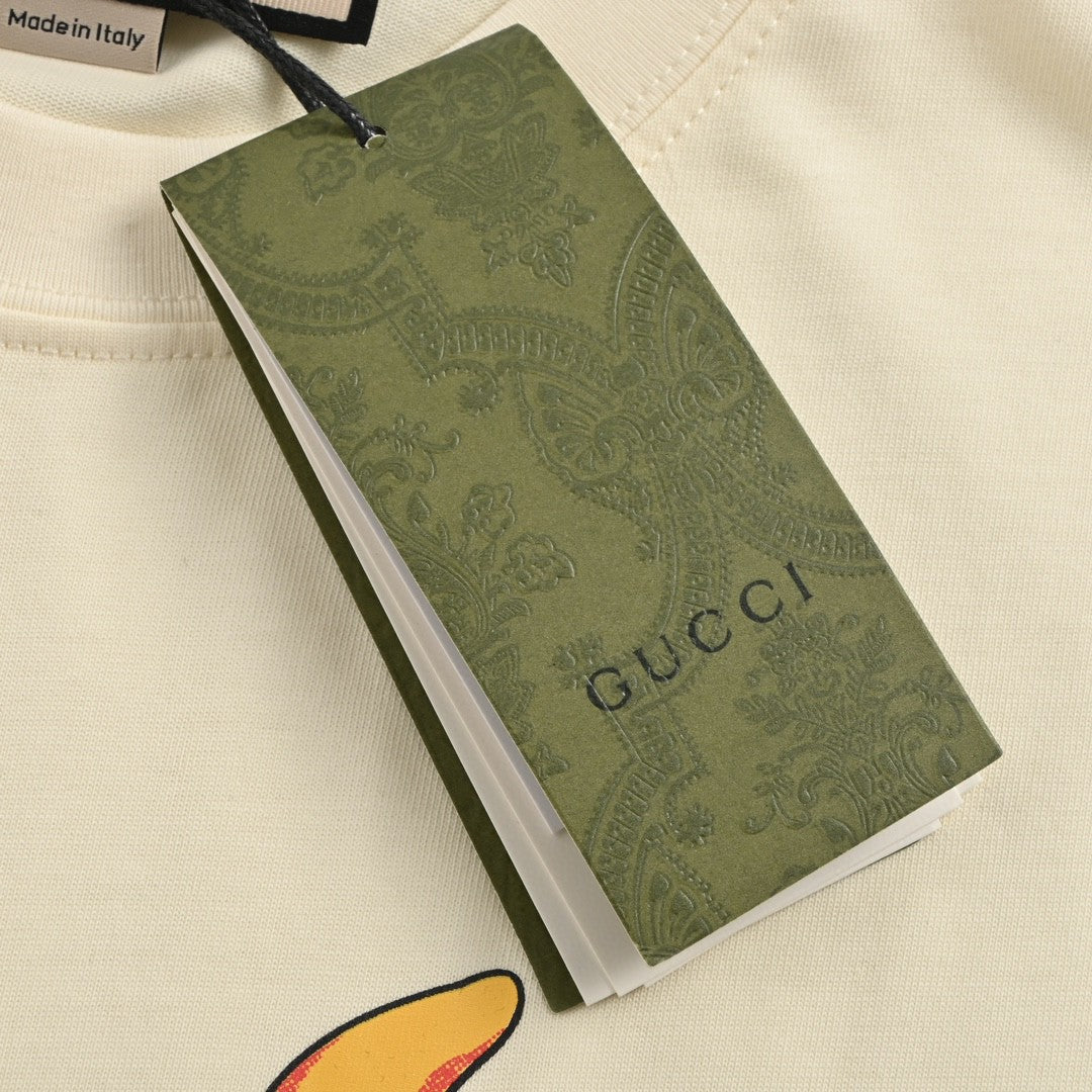 Gucci Cream T-Shirt with Dragon Cartoon