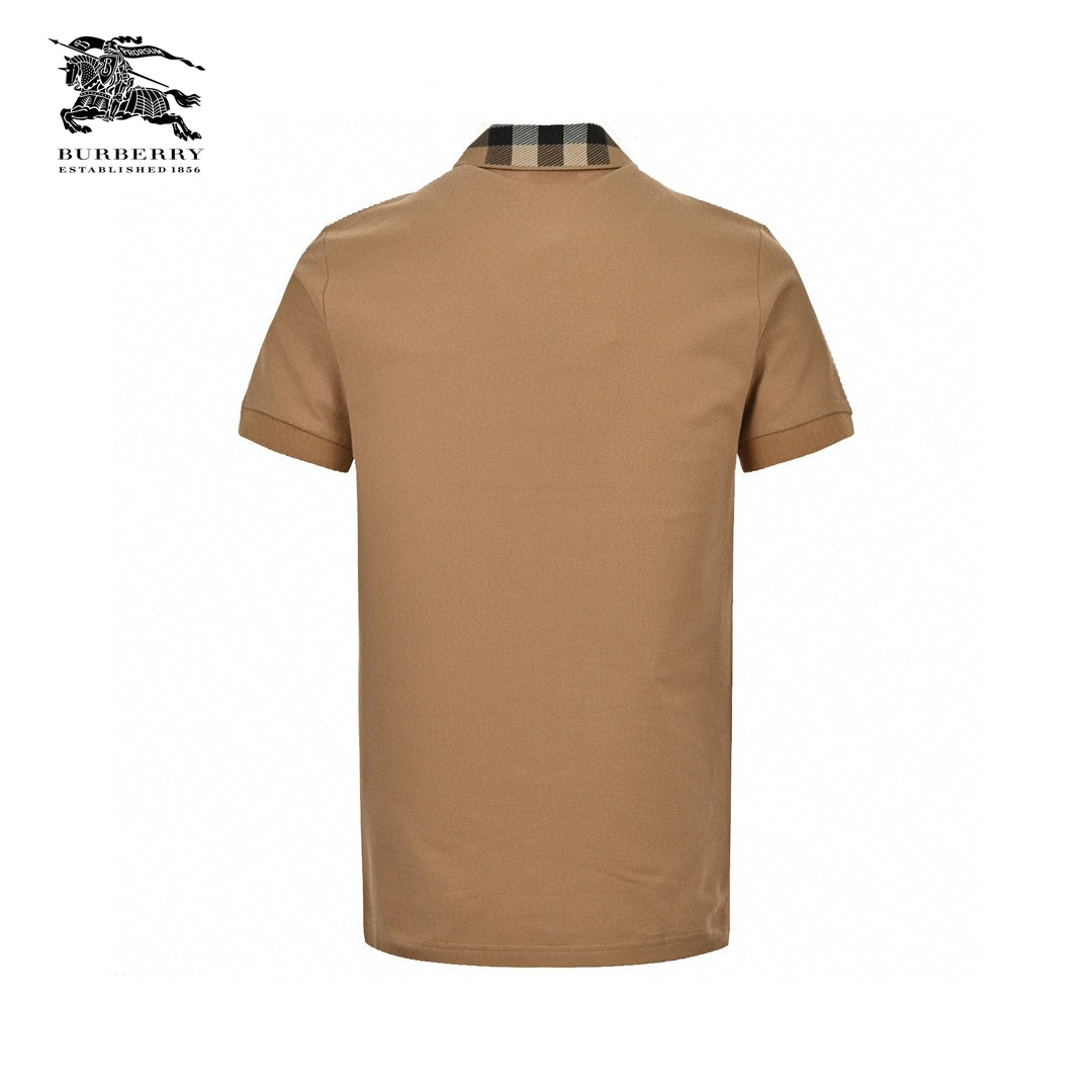 Burberry Polo Shirt with Check Collar (Tan)