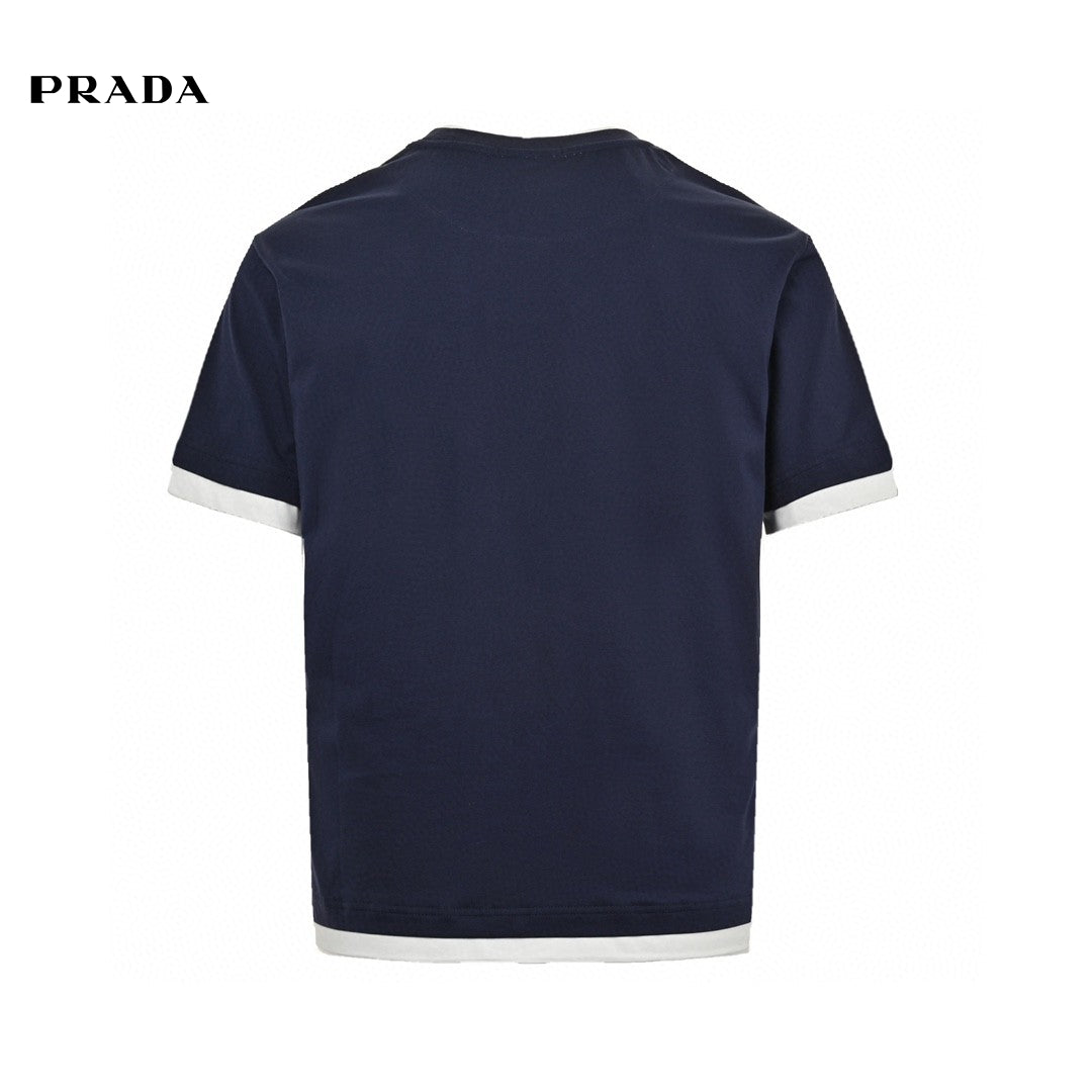 Prada Navy Contrast Trim T-Shirt