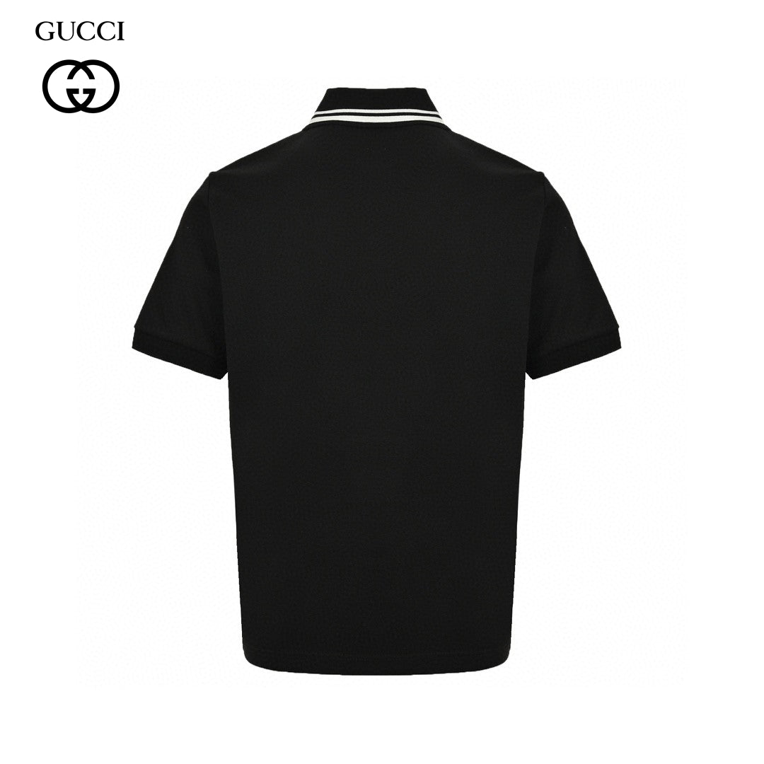 Gucci Striped Logo Polo Shirt (Black)