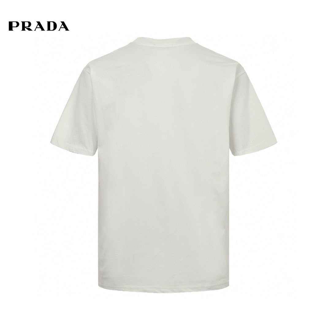 Prada White T-Shirt with Logo Design