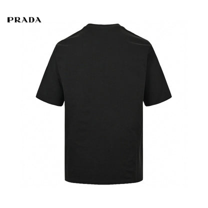 Prada Black T-Shirt with Geometric Pocket Design