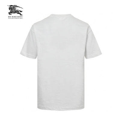 Burberry White T-Shirt with Blue Equestrian Knight Logo