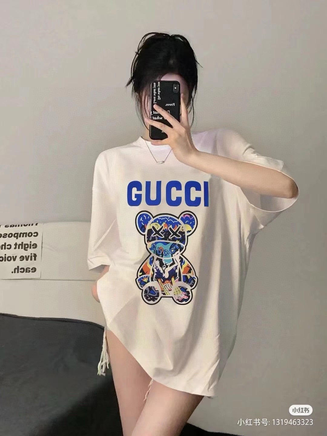 Gucci Cream T-Shirt with Bear Graphic