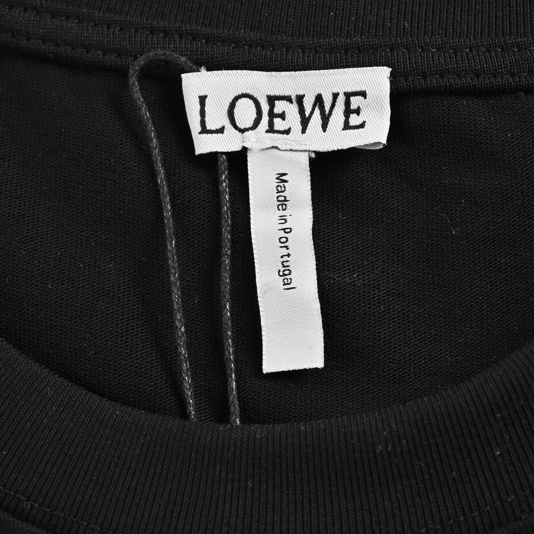 Loewe Black T-Shirt with Red and White Logo