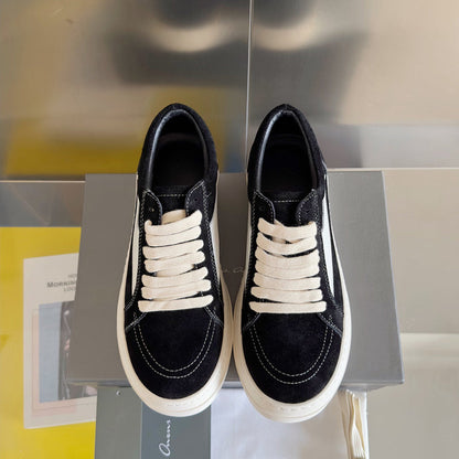 Rick Owens Black Suede Low-Top Sneakers