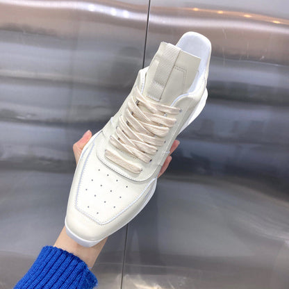 Rick Owens Cream Low-Top Sneakers