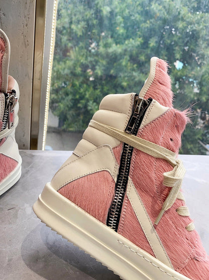 Rick Owens Geobasket Sneakers - Pink Pony Hair