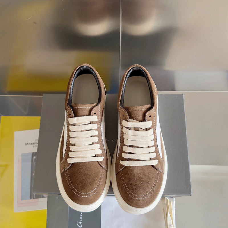 Rick Owens Brown Suede Low-Top Sneakers