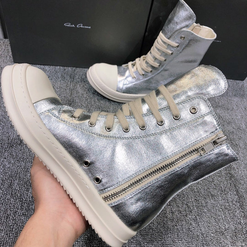 Rick Owens Metallic High-Top Sneakers