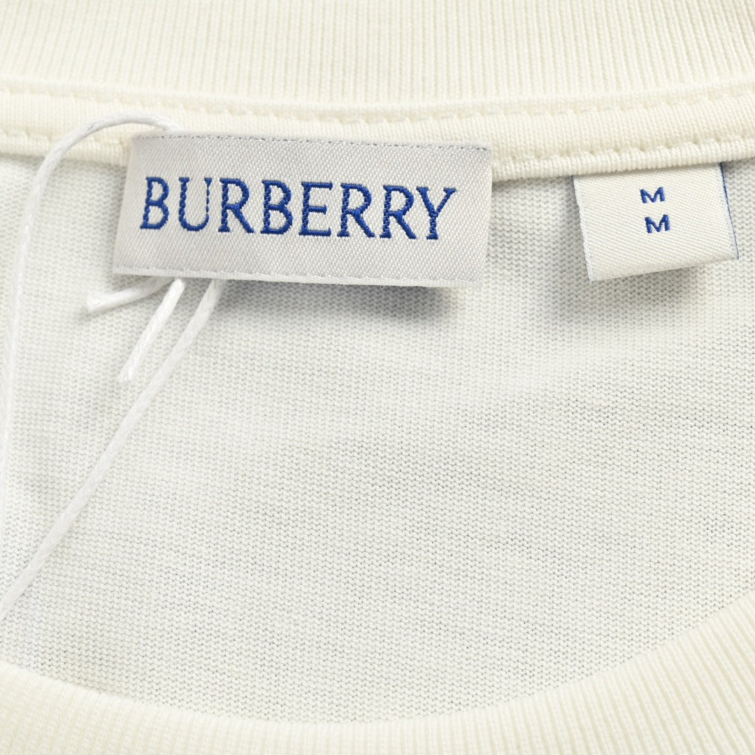 Burberry White T-Shirt with Blue Design