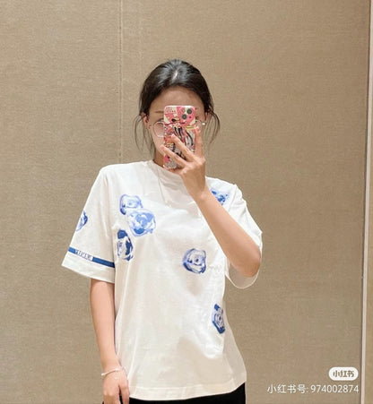 Burberry White T-Shirt with Blue Design