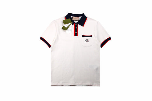 Gucci Polo Shirt with Web Collar (White)