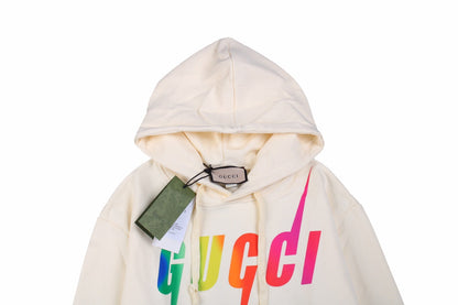 Gucci Rainbow Logo Hoodie - Cream