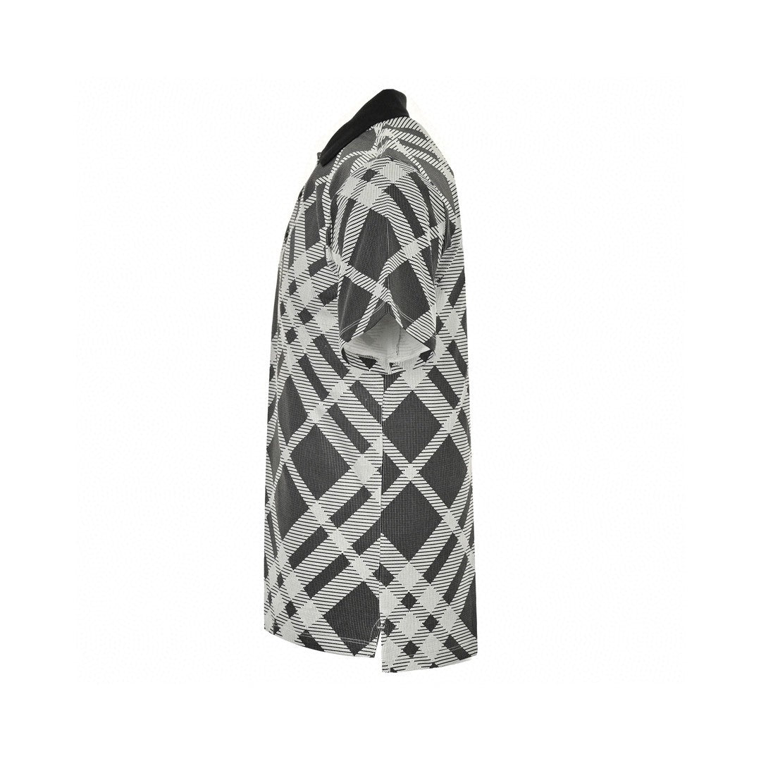 Burberry Geometric Check Polo Shirt (Black and White)