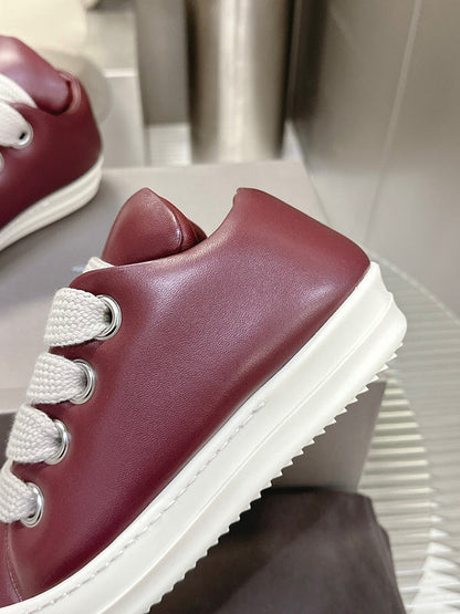 Rick Owens Burgundy Low-Top Sneakers