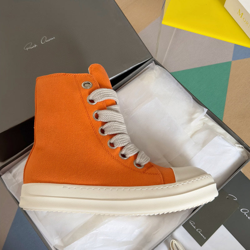 Rick Owens Orange High-Top Sneakers