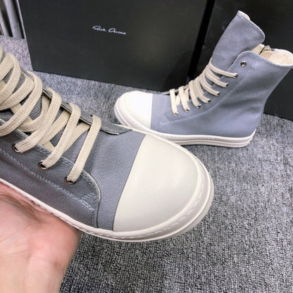 High-Top Grey Canvas Sneakers