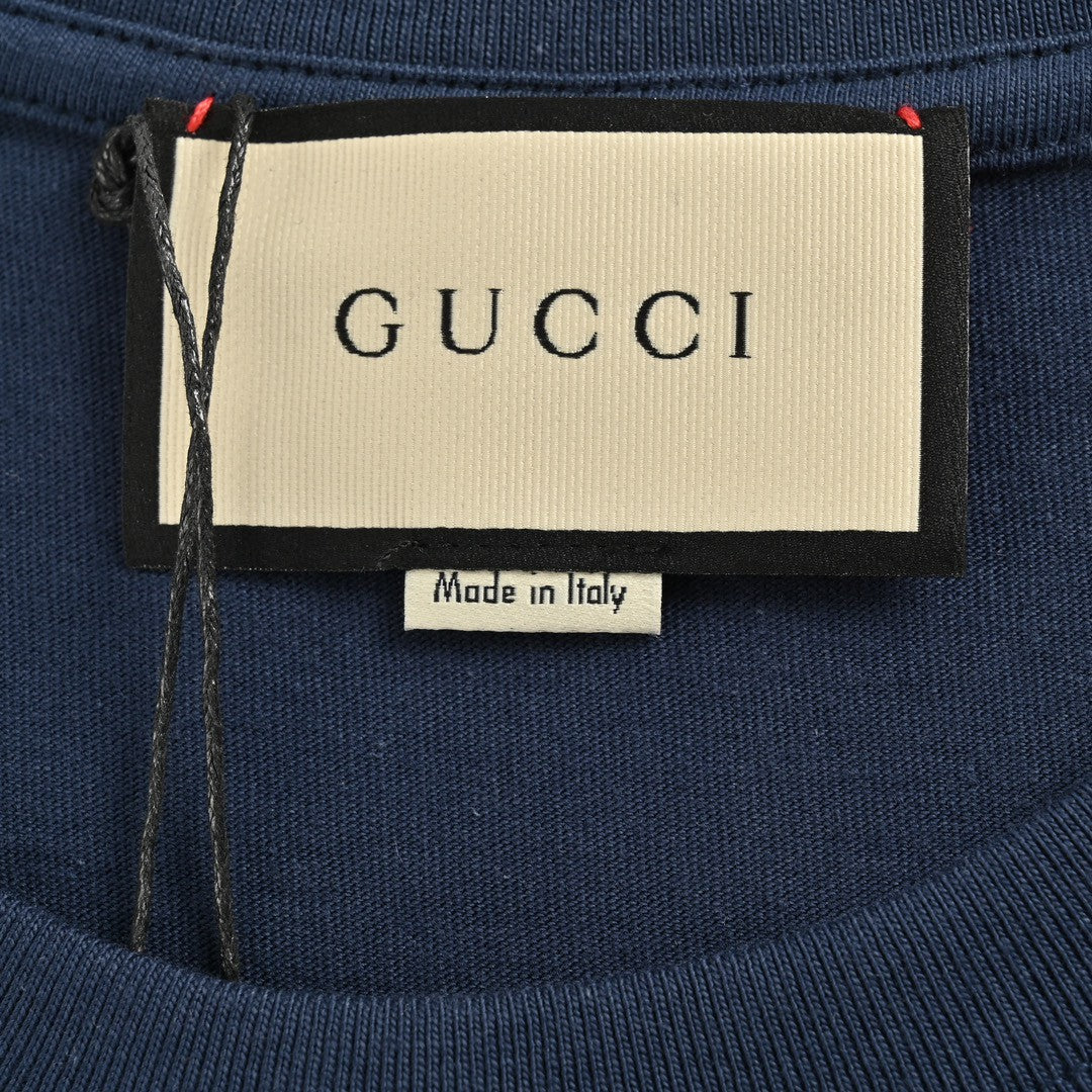 Gucci Navy T-Shirt with Overlapping Logo