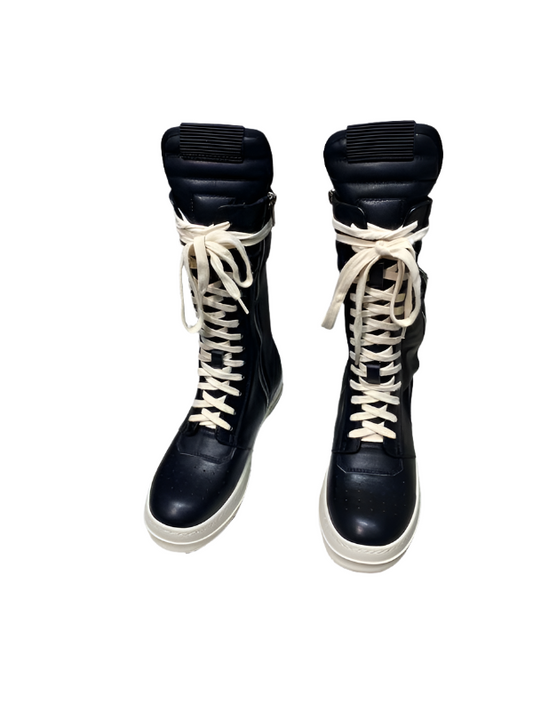 High-Top Leather Lace-Up Boots