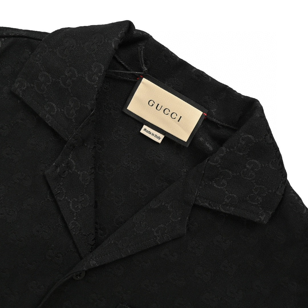 Gucci GG Monogram Black Short Sleeve Shirt