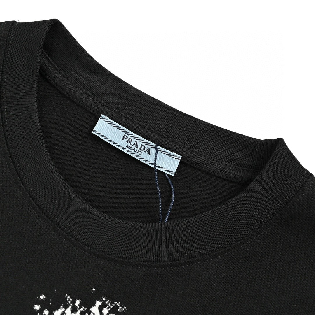 Prada Triangle Spray Paint Logo T-Shirt (Black)