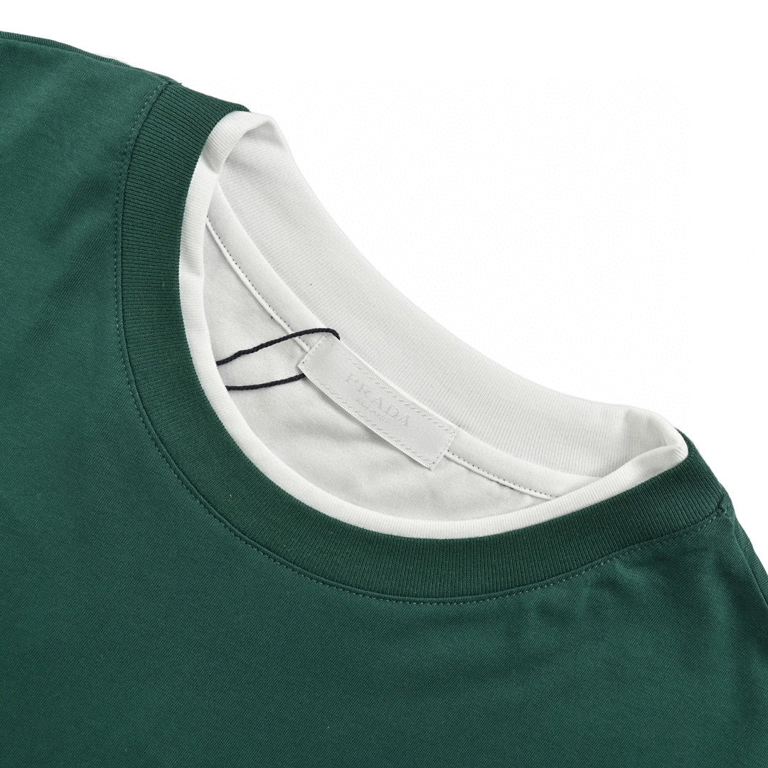 Prada Green Contrast Trim T-Shirt