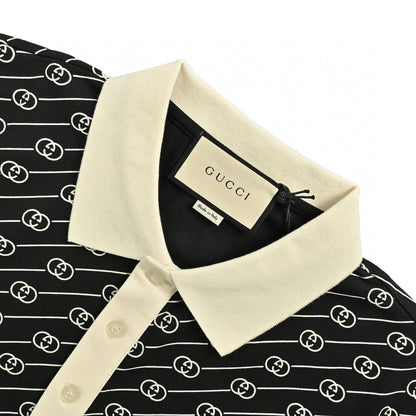 GUCCI GG PATTERN POLO SHIRT BLACK