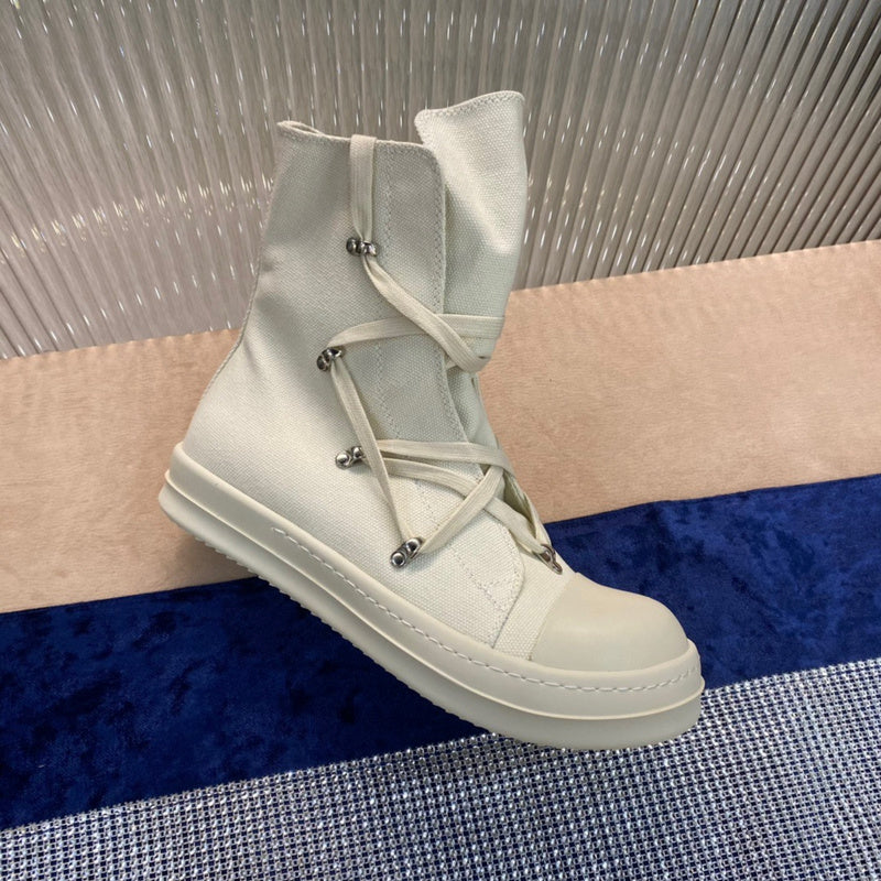 Rick Owens High-Top Canvas Boots - Cream