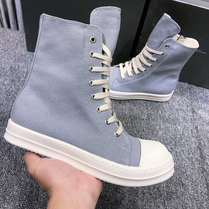 High-Top Grey Canvas Sneakers