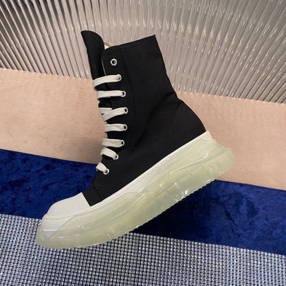 Rick Owens High-Top Canvas Boots - Black with Translucent Sole