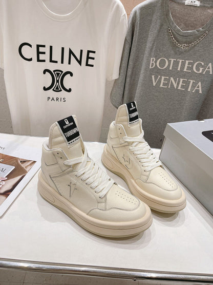 Rick Owens Cream High-Top Sneakers