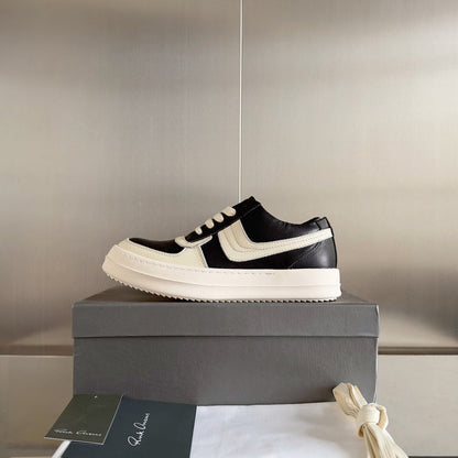 Rick Owens Black and White Low-Top Sneakers