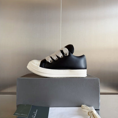 Rick Owens Black and White Low-Top Sneakers