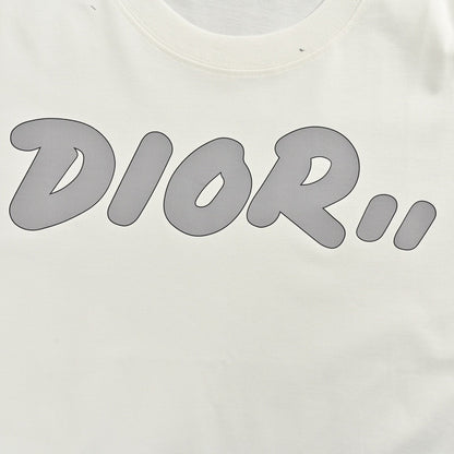 Dior Oversized Grey Logo White T-Shirt