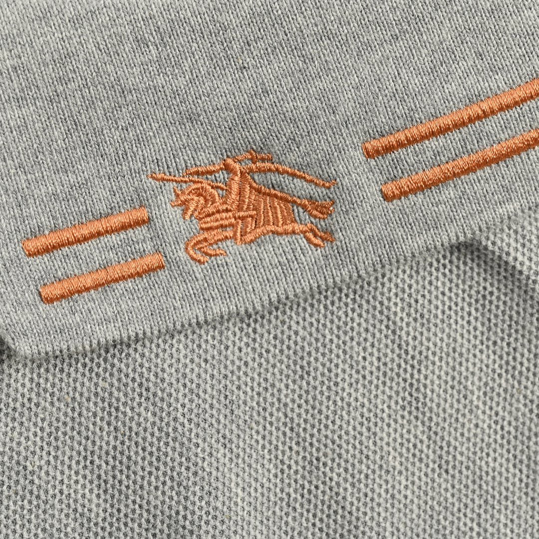 Burberry Striped Collar Polo Shirt in Grey