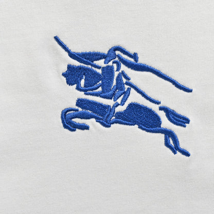 Burberry White T-Shirt with Blue Equestrian Knight Logo