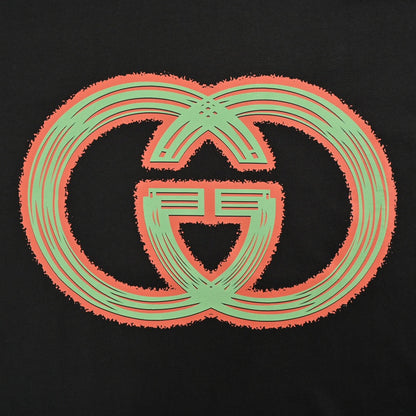 Gucci Multicolor Interlocking G Logo Black T-Shirt